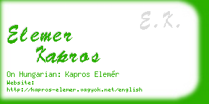 elemer kapros business card
